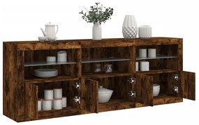 Aparador com luzes LED 181,5x37x67 cm carvalho fumado