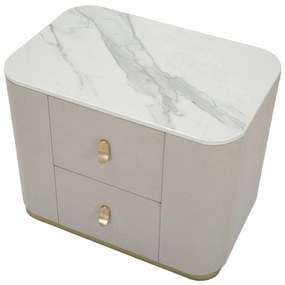 MESA DE CABECEIRA BEAUTY 60X40X47 CM CREME E DOURADO