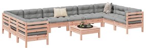 vidaXL 11pcs conj. sofás jardim c/ almofadões madeira abeto-de-douglas