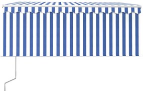 Toldo automático c/ estore/LED/sensor vento 3x2,5m azul/branco