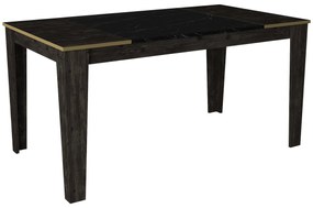 Mesa de Jantar "Veyron" – 145x85x76.2 cm – Preto, Preto Mármore e Dour