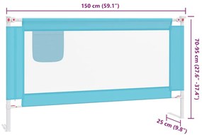 Barra de segurança p/ cama infantil tecido 150x25 cm azul