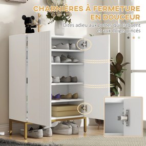 Sapateira com capacidade para 20 pares 72 x 31,5 x 95 cm, armário moderno com portas de fecho suave e prateleiras ajustáveis, branco