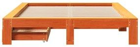 Cama sem colchão 140x200 cm madeira pinho maciça castanho-mel
