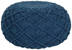 Pufe de algodão estilo macramé azul marinho 50 x 30 cm BERKANE Beliani