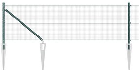 Cerca de Fio Soldado com 7 Postes Espigados Verde 0.8x10 m Aço