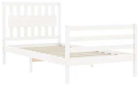 Estrutura de cama com cabeceira 100x200cm madeira maciça branco