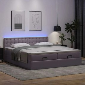 Cama otomana com colchões &amp; LEDs 180x200 cm couro artificial