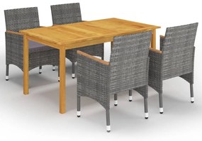 vidaXL 5 pcs conjunto de jantar para jardim cinzento