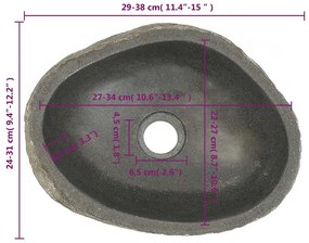 Lavatório de pedra do rio oval (29-38)x(24-31) cm