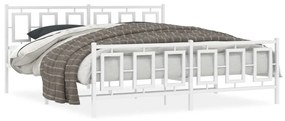 vidaXL Estrutura de cama com cabeceira e pés 183x213 cm metal branco