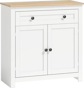 HOMCOM Aparador armário de cozinha com gaveta, duas portas, prateleira ajustável, para sala, 78,5 x 35 x 80 cm Branco | Aosom Portugal