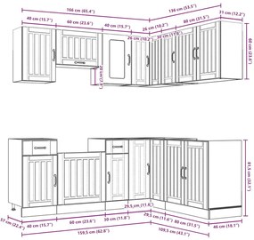 11 peças armário de cozinha conjunto Lucca concreto cinza