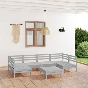 vidaXL 7 pcs conjunto lounge de jardim pinho maciço branco