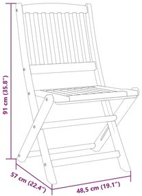3 pcs conjunto jantar dobrável p/ jardim madeira acácia maciça
