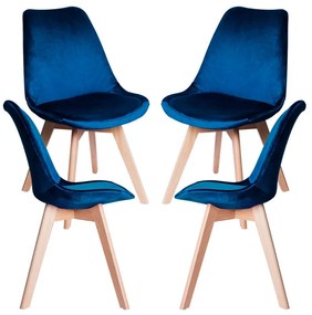 Pack 4 Cadeiras Synk Veludo - Azul médio