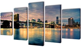 Políptico com impressão vista rio da ponte de Brooklyn 200 x 100 cm