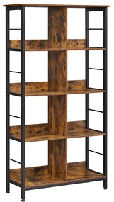 Estante c/ 6 compartimentos (33 x 120 x 80 cm), pode servir de móvel TV, castanho rústico/preto, industrial