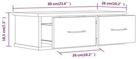 Armário parede 60x26x18,5 cm derivados madeira cinzento sonoma