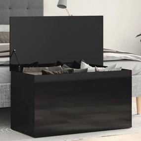 vidaXL Arca arrumação 84x42x46 cm madeira processada preto brilhante