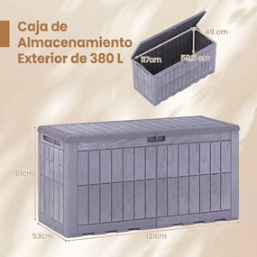 Arca de Arrumação, 121 x 53 x 61 cm, Capacidade de 380 L, Cinzento-claro