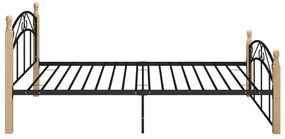 Estrutura de cama 120x200cm metal/madeira carvalho maciça preto