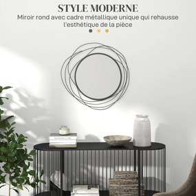 Espelho redondo em metal de malha preta, decoração de estilo moderno, diâmetro Φ65 cm preto