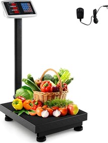 Balança industrial digital computadorizada de 300 kg Balança de plataforma com calculadora de preço Ecrã LED transparente Preta