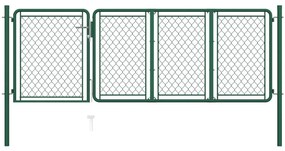 vidaXL Portão de jardim 75x350 cm aço verde