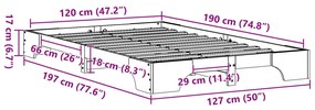 Estrutura de Cama Branca Madeira Maciça 120 x 200 cm Retangular