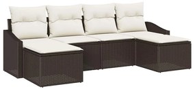 Conjunto de Jantar de Jardim de 6 Peças com Almofadas em Rattan Sintét