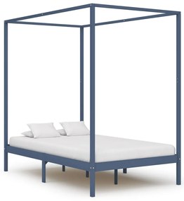 vidaXL Estrutura de cama com toldo 120x200 cm pinho maciço cinzento