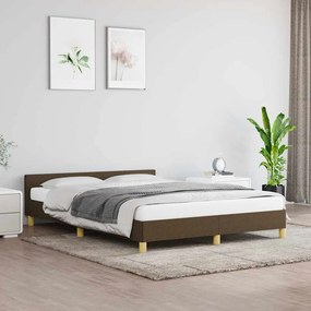Estrutura de cama sem colchão 140x190 cm tecido castanho-escuro