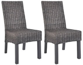 vidaXL Cadeiras jantar 2 pcs vime Kubu castanho + madeira mogno