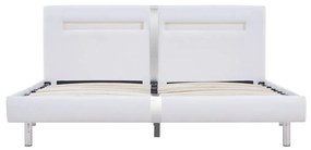 Estrutura de cama c/ LEDs 180x200 cm couro artificial branco