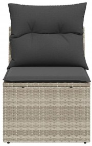 Sofá de jardim sem braços com almofadões vime PE cinzento claro