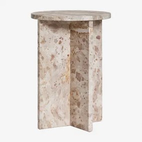 Mesa Lateral Redonda Ø35 Cm Em Mármore Mencia Mármore Cores Naturais - Sklum