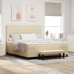vidaXL Cama Box Spring com Colchão e Banco Creme 180x200 cm Tecido