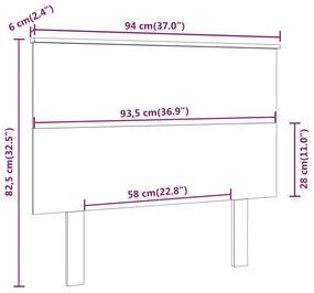 Cabeceira de cama 94x6x82,5 cm pinho maciço cinzento