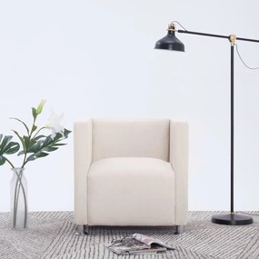 vidaXL Poltrona em forma de cubo tecido creme