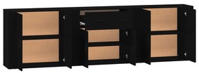 Aparadores 3 pcs derivados de madeira preto