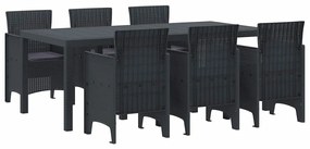 Conjunto de Jantar de Jardim 7 pcs Antracite 200 x 100 x 73 cm
