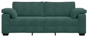 Sofá de 3 lugares 178 cm veludo verde-escuro