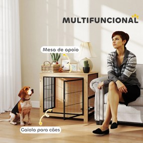 PawHut Gaiola para Cães Mesa Auxiliar Moderna Casa para Animais com 2