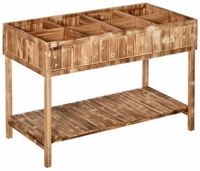 Horta Vertical de Madeira 120x60x81cm Floreira Elevada para Cultivo de Plantas Flores com Prateleira Inferior para Jardim Terraço Exterior Madeira