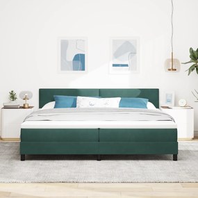 Cama Box Spring vidaXL com Colchão Verde Escuro 200x200 cm Veludo