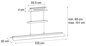 Candeeiro de suspensão moderno preto com LED regulável em 3 níveis - Boone Moderno