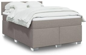 vidaXL Cama com molas/colchão 140x190 cm tecido castanho-acinzentado