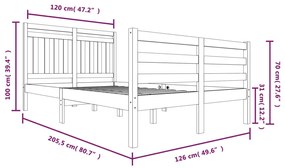 Estrutura de cama 120x200 cm madeira maciça branco