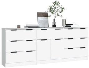 3 pcs aparadores derivados de madeira branco